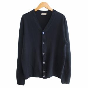 ウールハイゲージ カーディガン ニット セーター 紺 ネイビー 46 S相当 IBO68