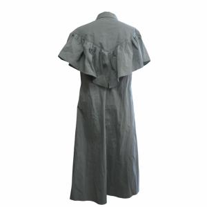 ADORE フレアロングシャツワンピース ギャザー コットンナイロン 半袖 緑 グリーン 38 M相当 IBO68