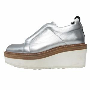 PIERRE HARDY プラットフォームシューズ スニーカー スリッポン 厚底 レザー シルバーカラー 38 24.0cm 0305
