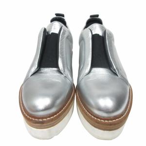 PIERRE HARDY プラットフォームシューズ スニーカー スリッポン 厚底 レザー シルバーカラー 38 24.0cm 0305