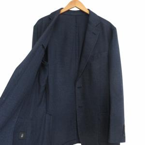 dunhill サマーウール シルク混 テーラードジャケット ブレザー 2B ビジネス フォーマル 紺 ネイビー 52R XL相当 IBO68