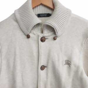 BURBERRY BLACK LABEL スウェットブルゾン カーディガン ハイネック ホース刺繍 アイボリー 2 IBO68 0316
