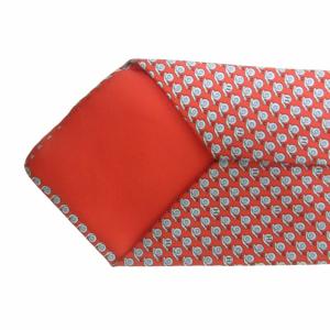 HERMES 美品 ネクタイ かたつむり柄 総柄 シルク100% ビジネス フォーマル 赤 レッド AA