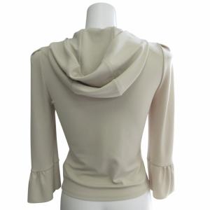 FOXEY NEW YORK 美品 ギャザースリーブ ジップパーカー 25968 フーディ ベージュ 38 約M IBO68