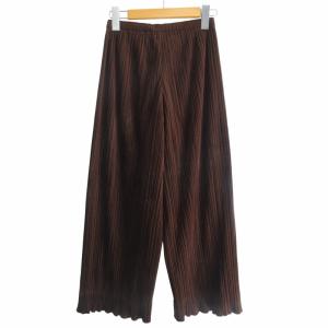 PLEATS PLEASE ISSEY MIYAKE イッセイミヤケ ISSEY MIYAKE ベロア パンツ スラックス 茶 ブラウン F