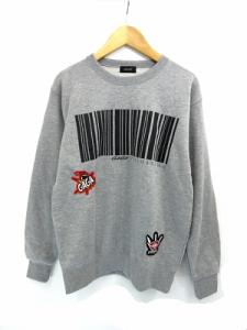 スウェット トレーナー プリント ワッペン グレー S