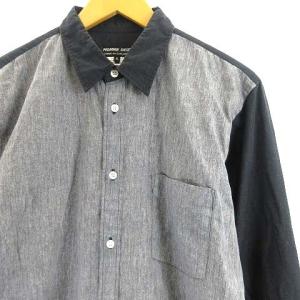 AD2018 切替シャツ 長袖 バイカラー グレー 黒 ブラック M