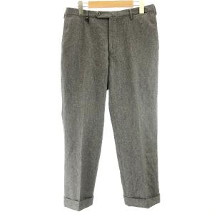 SUPER 100'S ウールストレートパンツ スラックス ワンポイント グレー 48 約M