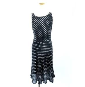 ノースリーブワンピース ドレス ドット 水玉 黒 ブラック 36