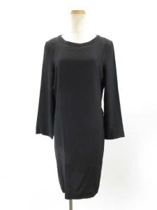 ドレス ワンピース バックドレープ 黒 ブラック イタリア製 38 M