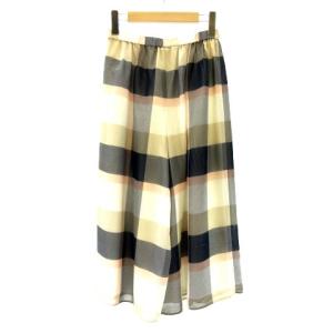 ワイドパンツ ガウチョパンツ ゴムウエスト チェック