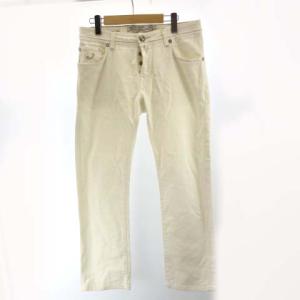 デニムパンツ ジーンズ ストレート ボタンフライ ストレッチ 31 ホワイト