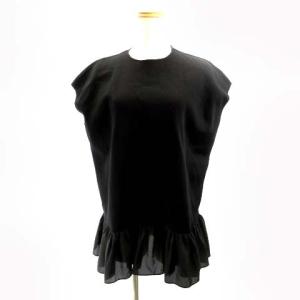美品 19AW 裾フリルトップス フリルブラウス トップス 黒 ブラック F フリーサイズ