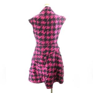 MARC by MARC JACOBS フレアワンピース ドレス ひざ丈 ハイネック 千鳥格子柄 パープル ブラック S