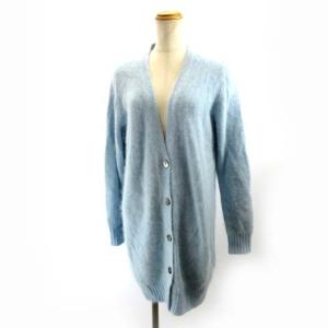 アンゴラニット ふわふわロングカーディガン ライトブルー 36 約S IBO3