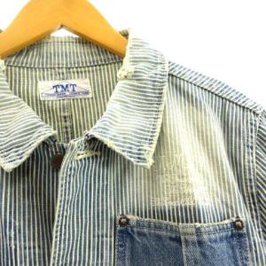 TMT カバーオール ヒッコリーストライプ デニム ワークジャケット L インディゴブルー IBO3