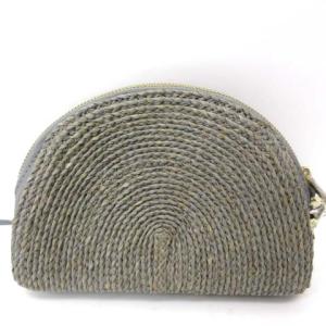 HELEN KAMINSKI 18SS ラフィア製 手編み レザー クラッチバッグ ハンドポーチ エクリプス メランジ グレー
