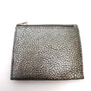 HIROFU 3つ折り財布 ロゴ刻印 Hロゴ レザー シルバー ブラック IBO3