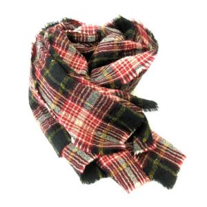 ストール カシミヤ シルク混 ブラック レッド イタリア製