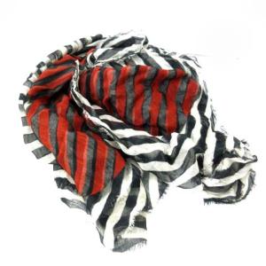 ストール マフラー ハート ストライプ AMORE プリント レッド ブラック