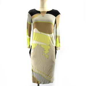 ワンピース ひざ丈 5分袖 レーヨン 総柄