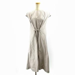 Cruciani フレアワンピース ノースリーブ コットン シルク ストライプ