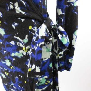 DIANE von FURSTENBERG ラップワンピース ドレス 花柄 ブルー ブラック S