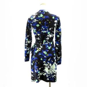 DIANE von FURSTENBERG ラップワンピース ドレス 花柄 ブルー ブラック S