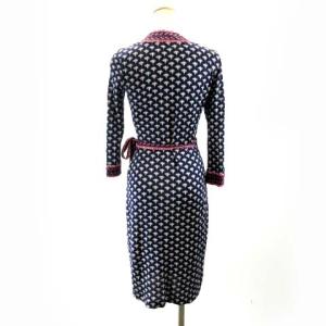 DIANE von FURSTENBERG ラップワンピース ひざ丈 和柄 シルク ピンク ネイビー 0 S