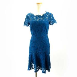 レースワンピース ドレス ひざ丈 ターコイズブルー 0 S