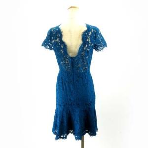 DIANE von FURSTENBERG レースワンピース ドレス ひざ丈 ターコイズブルー 0 S