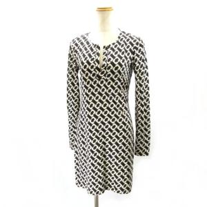 総柄シルクストレッチワンピース 0 ブラック