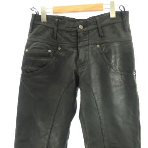 Neil Barrett レザーパンツ ストレート 馬革 ホースレザー S ネイビーグリーン