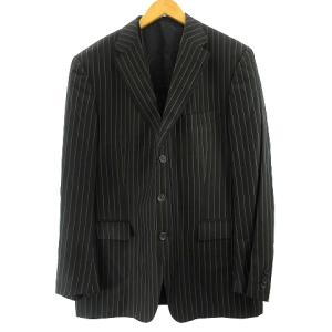 VERSACE COLLECTION スーツ セットアップ 3ピース ジャケット パンツ ベスト ストライプ 黒 ブラック 54 