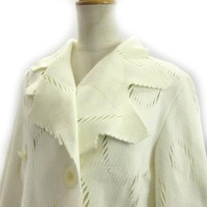 ISSEY MIYAKE ランダムカットジャケット 穴あきレース 7分袖 2 ホワイト