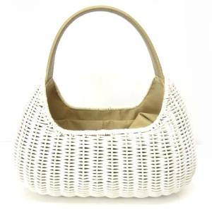 PAULE KA バスケット かごバッグ ラタン レザー ベージュ ホワイト