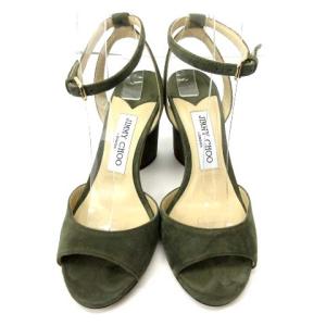 JIMMY CHOO 2019-20AW Vine MIRANDA サンダル スエード ブロックヒール 36 カーキ