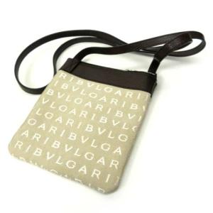 BVLGARI ロゴマニア ポシェット ショルダーバッグ ピッグスキン ベージュ