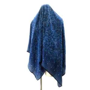 YVES SAINT LAURENT 大判スカーフ ストール リバーシブル 小花柄 ブルー パープル