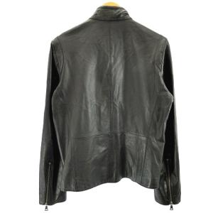 EDIFICE 美品 シープスキン シングル ライダースジャケット ジップアップ スタンドカラー ブラック 黒 38 約M