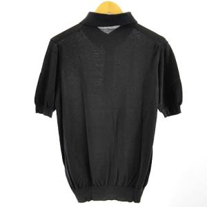 malo ニット ポロシャツ カットソー イタリア製 リブ 半袖 ブラック 黒 48 M