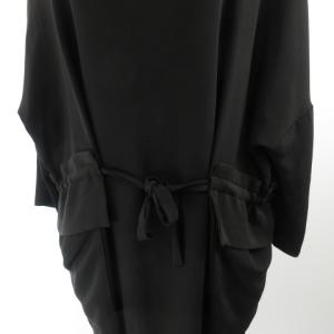 Drawer コクーンワンピース シルク ドルマン リボン 38 ブラック
