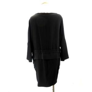 Drawer コクーンワンピース シルク ドルマン リボン 38 ブラック