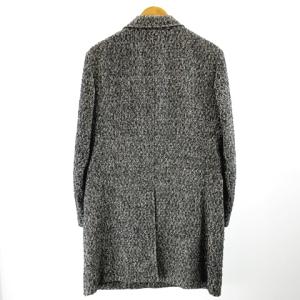 EPOCA UOMO 美品 ウール ツイード チェスターコート ジャガード ネイビー 紺 46 約S-M