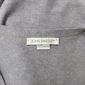 JOHN SMEDLEY カーディガン 長袖 リブ Vネック 薄手 グレー S IBO11