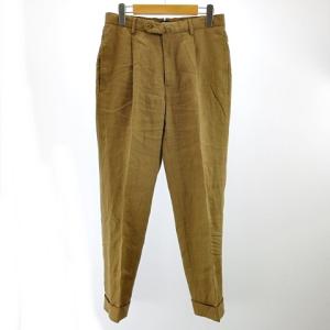 リネンパンツ スラックス 1タック CARROT fit ブラウン 茶 44 約S W76  IBO11