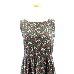 小花柄プリントロングワンピース 38 ブラック