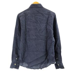 Finamore 近年モデル リネンシャツ 長袖 ビジネス イタリア製 ネイビー S