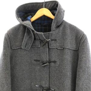 GLOVERALL ダッフルコート フーデッドジャケット 裏地チェック 英国製 グレー 38 48 約M