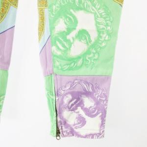 VERSACE ヴィンテージ 希少 総柄 デニム ジーンズ メデューサボタン PANTALONE DONNA 40 マルチカラー 